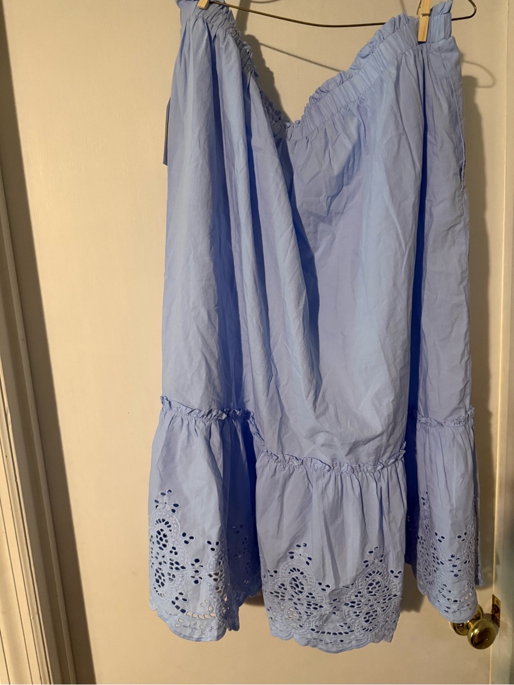 Light Blue Eyelet Tiered A-Line Skirt